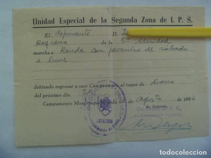 Militaria: INSTRUCCION PREMILITAR SUPERIOR - I.P.S. : PASE DE ASPIRANTE MARCHA A RONDA. MONTEJAQUE, 1956