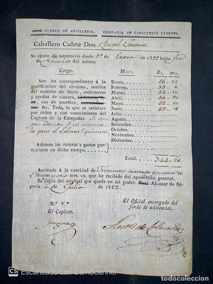 Militaria: A&Ntilde;O 1921. CUERPO DE ARTILLERIA. CABALLEROS CADETES. FACTURA DEL MES.