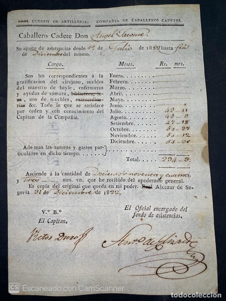 Militaria: A&Ntilde;O 1921. CUERPO DE ARTILLERIA. CABALLEROS CADETES. FACTURA DEL MES.