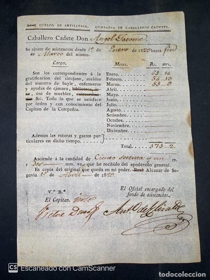 Militaria: A&Ntilde;O 1921. CUERPO DE ARTILLERIA. CABALLEROS CADETES. FACTURA DEL MES.
