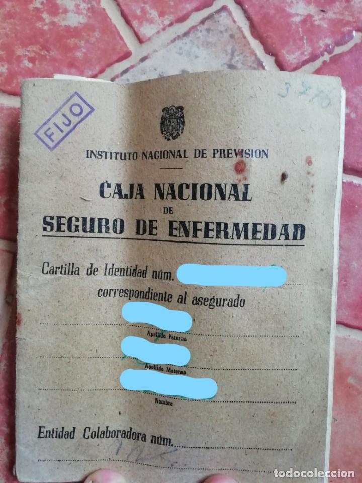 Militaria: Antigua Cartilla documento Caja Nacional Seguro de Enfermedad 1944 - R&eacute;gimen Franquista Las Palmas