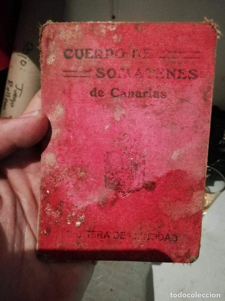 Militaria: Antigua cartilla de cuerpo de Somatenes de Canarias - Tarjeta de Identidad de 1925