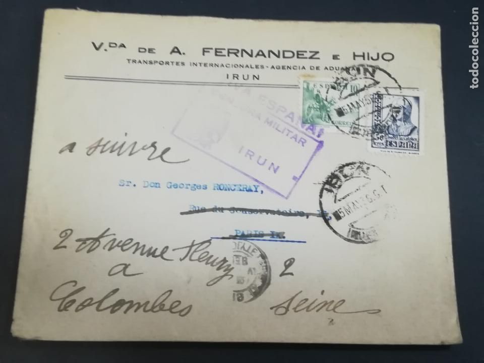 Militaria: CENSURA MILITAR EN SOBRE PUBLICITARIO VDA DE A.FERNANDEZ E HIJO. IRUN. VER