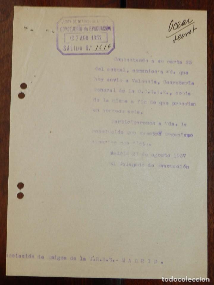 Militaria: PROPAGANDA DE LA JUNTA DE DEFENSA DE MADRID, CONSEJERIA DE EVACUACION, 27 DE AGOSTO DE 1937, MIDE 21