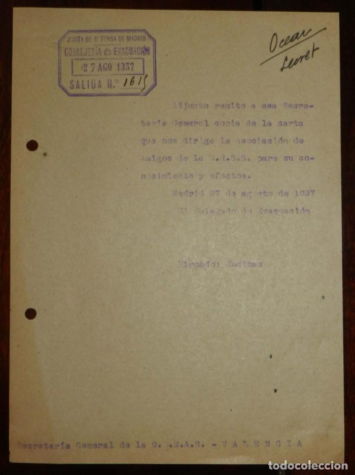 Militaria: PROPAGANDA DE LA JUNTA DE DEFENSA DE MADRID, CONSEJERIA DE EVACUACION, 27 DE AGOSTO DE 1937, MIDE 21