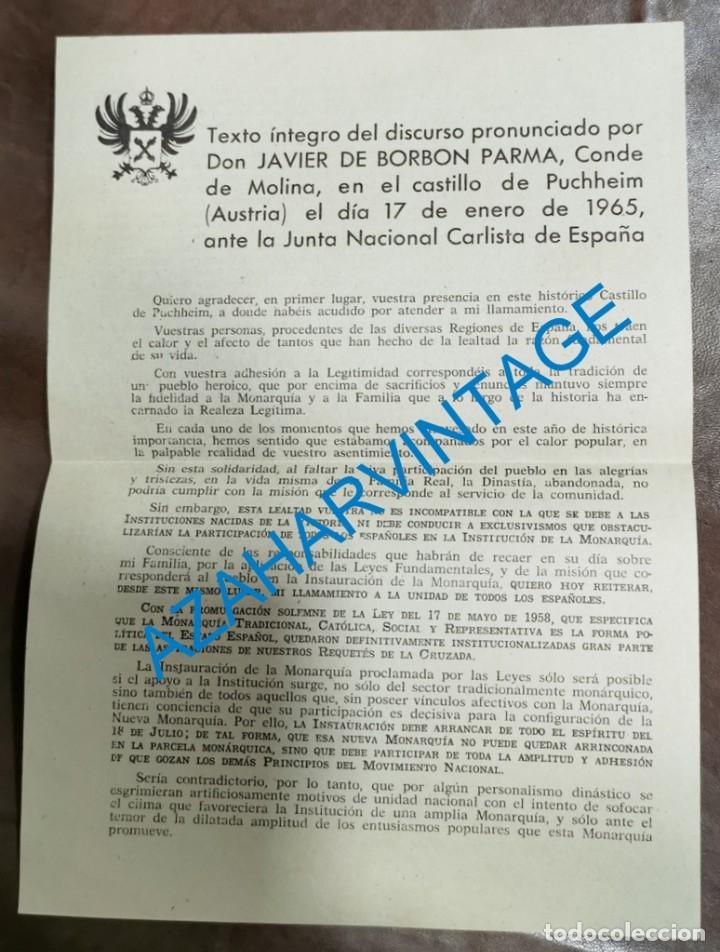 Militaria: DISCURSO DE DON JAVIER BORB&Oacute;N PARMA EN AUSTRIA EN 1965 ANTE LA JUNTA NACIONAL CARLISTA DE ESPA&Ntilde;A.