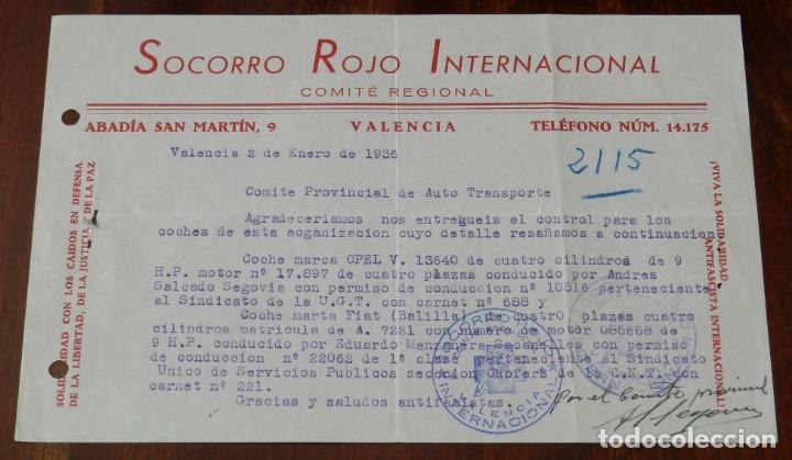 Military Antiques: DOCUMENTO DEL SOCORRO ROJO INTERNACIONAL, COMITE REGIONAL, VALENCIA, 2 DE ENERO DE 1936, CON SELLO Y