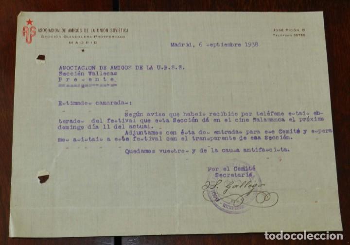 Military Antiques: DOCUMENTO DE LA ASOCIACION DE AMIGOS DE LA UNION SOVIETICA, SECCION GUINDALERA-PROSPERIDAD, MADRID,