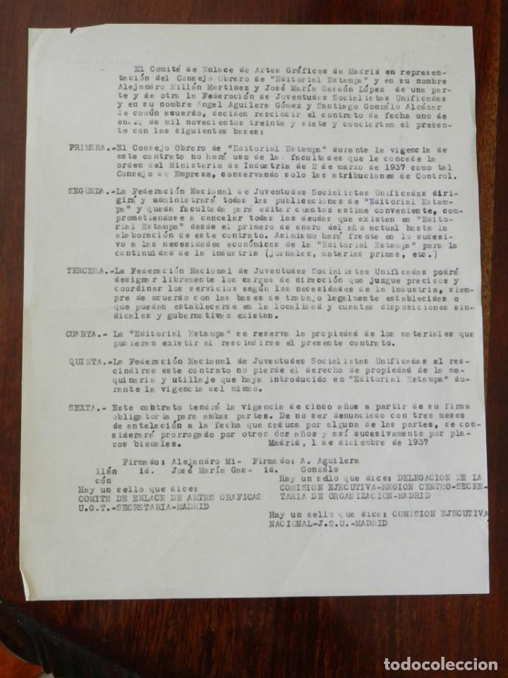 Militaria: DOCUMENTO DEL COMITE DE ENLACE DE ARTES GRAFICAS DE MADRID, REPRESENTANDO AL CONSEJO OBRERO DE LA ED