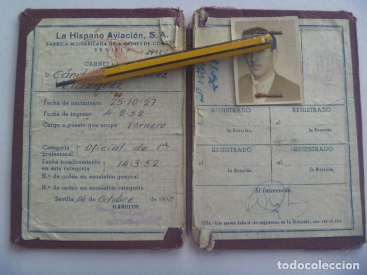 Militaria: LA HISPANO - AVIACION S.A.- FABRICA MILITARIZADA DE AVIONES DE COMBATE: CARNET TORNERO. SEVILLA,1960