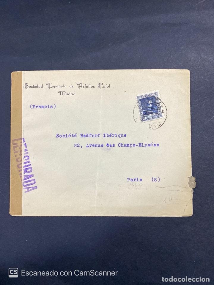 Militaria: 1937. CARTA DE MADRID A PARIS CENSURADA. VER FOTOS