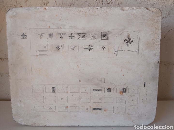 Militaria: ANTIGUA PIEDRA O MATRIZ PARA ESTAMPAR LITOGRAF&Iacute;AS COLECCION DE CROMOS BANDERAS.ESTA ALEMANA 2 GUERRA