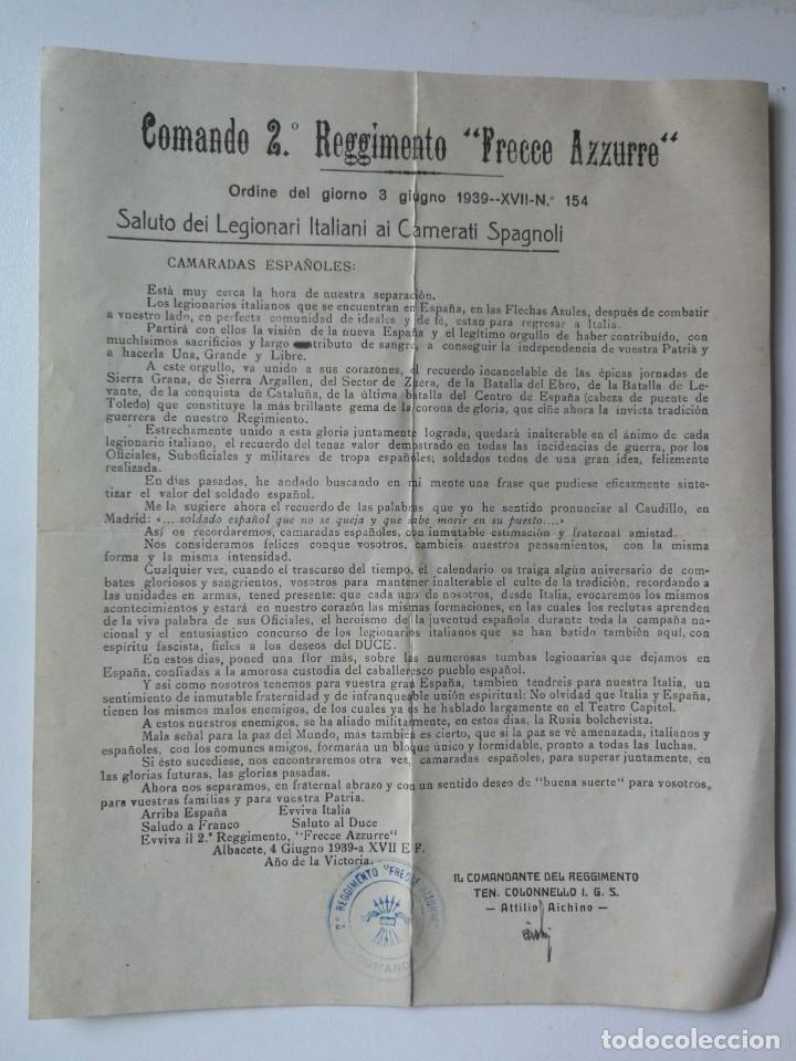 Militaria: GUERRA CIVIL ESPA&Ntilde;OLA - SALUDO DE LOS LEGIONARIOS ITALIANOS FLECHAS AZULES A LOS CAMARADAS ESPA&Ntilde;OLES