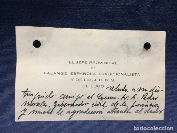 Militaria: jefe provincial falange lugo favor morales pleguezuelo gobernador civil presenta falangista 7x11