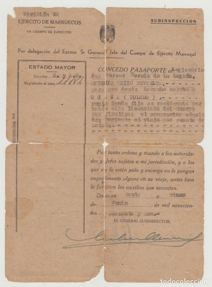 Militaria: LEGI&Oacute;N 1942 POSGUERRA, PASAPORTE LEGIONARIO EJERCITO DE MARRUECOS DIVISI&Oacute;N 2&ordf;