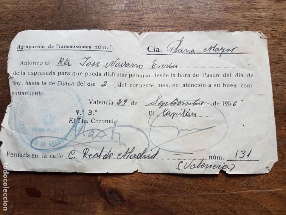 Militaria: Pernocta permiso transmisiones 1956 - Foto 1
