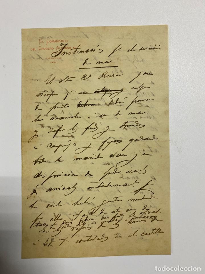 Militaria: CARTA DEL COMANDANTE DEL CRUCERO ALFONSO XIII. VER FOTOS