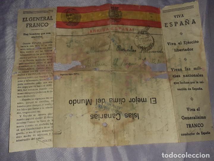 Military Antiques: Antigua carta militar censura militar con escudo y foto Francisco franco a&ntilde;o 1937.muy rara.canarias