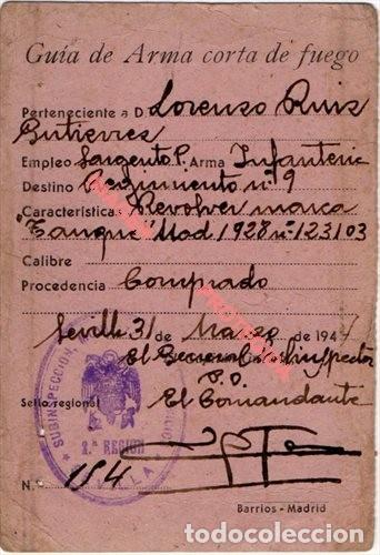 Militaria: 1944, GUIA DE ARMA CORTA DE FUEGO, REVOLVER TANQUE