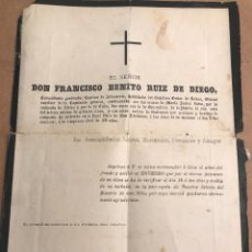 Militaria: ESQUELA COMANDANTE INFANTERÍA FALLECIDO EN REAL SITIO DE SAN ILDEFONSO SEGOVIA - 9 MAYO 1875. Lote 228198438