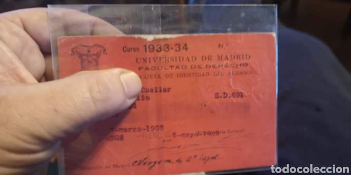 Militaria: Carnet de identidad de la Universidad de Derecho &eacute;poca de la Rep&uacute;blica 1934
