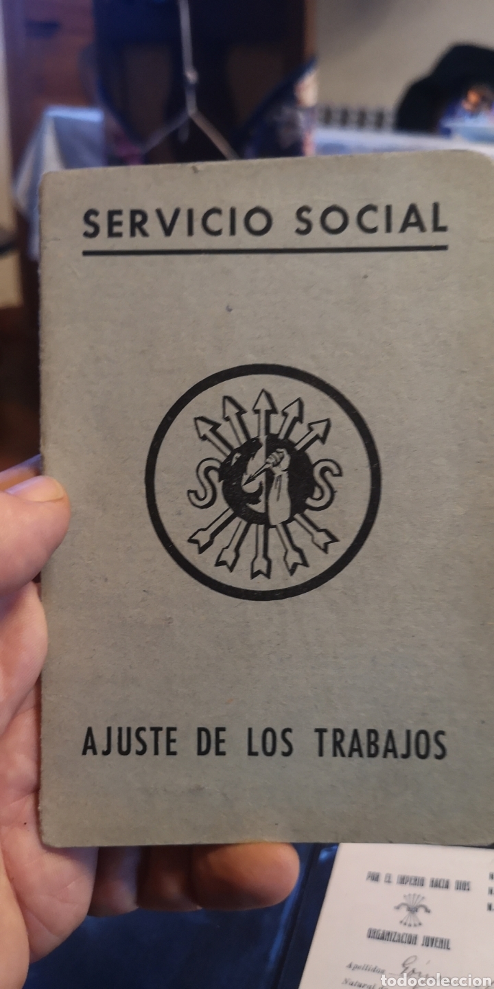 Militaria: Cartilla carnet servicio social a&ntilde;o 1939 ajuste de trabajo