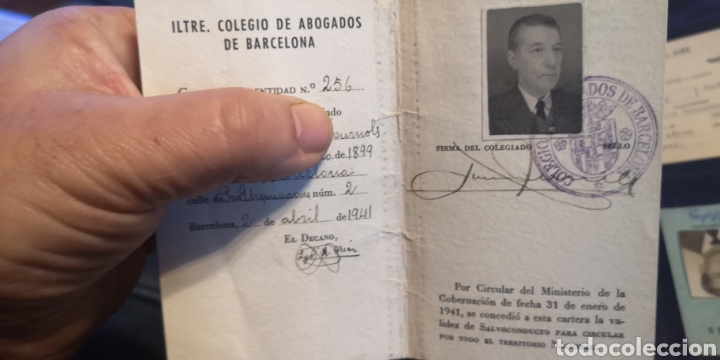 Militaria: Carnet del Ilustre Colegio de Abogados de Barcelona a&ntilde;o 1941