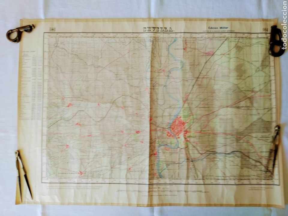 Militaria: ANTIGUO MAPA MILITAR DE SEVILLA 1918 EDIT. DIRECCION GENERAL DEL INSTITUTO GE&Oacute;GRAFICO