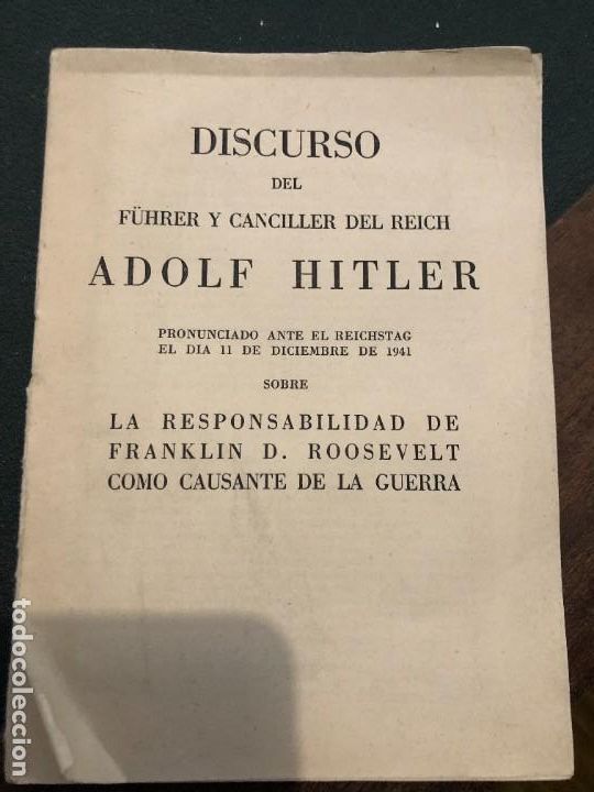 Militaria: DISCURSO ADOLFO HITLER - Foto 1