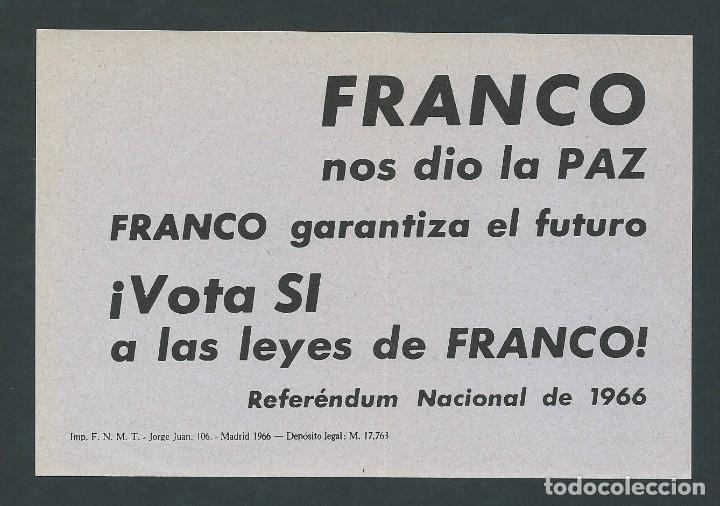 Militaria: hoja votaciones a&ntilde;o 1966 franco nos dio la paz referendum nacional papeleta original!