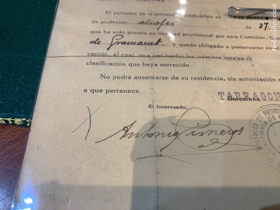 Militaria: Documento Comisi&oacute;n Clasificadora de Prisioneros y Presentados - Foto 5