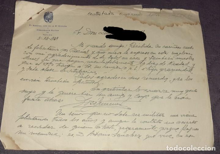 Militaria: Antigua carta militar de general de la 91 divisi&oacute;n Tetu&aacute;n a&ntilde;o 1949