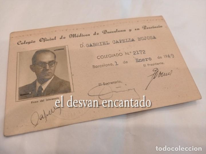 Militaria: Carnet COLEGIO OFICIAL DE MEDICOS DE BARCELONA Y PROVINCIA. A&ntilde;o 1949