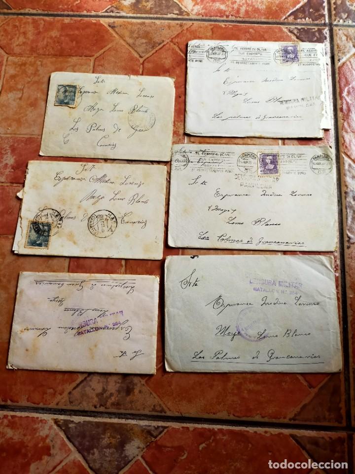 Militaria: Antiguo lote sobres carta Censura Militar con sello Franco - Isabel - Guerra Civil - A&ntilde;os 30 y 40