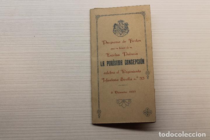 Militaria: SEVILLA, REGIMIENTO INFANTER&Iacute;A N&Uacute;M 33, CELEBRA LA PUR&Iacute;SIMA CONCEPCI&Oacute;N, 1923