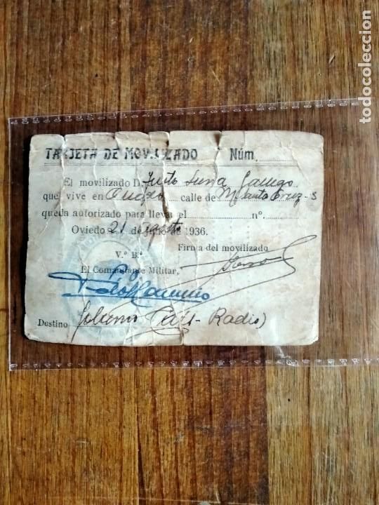 Militaria: TARJETA DE MOVILIZADO OVUEDO A&Ntilde;O 1936