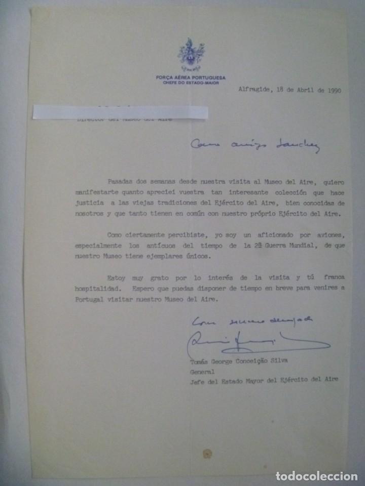 Militaria: AVIACION DE PORTUGAL - FOR&Ccedil;A AEREA PORTUGUESA: CARTA DE JEFE ESTADO MAYOR A GENERAL ESPA&Ntilde;OL, 1990