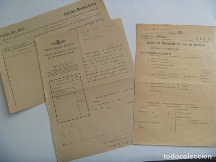 Militaria: AVIACION - REGION AEREA ESTRECHO. LOTE DE TRES IMPRESOS A&Ntilde;OS 40 , USADOS PARA TOMAR APUNTES