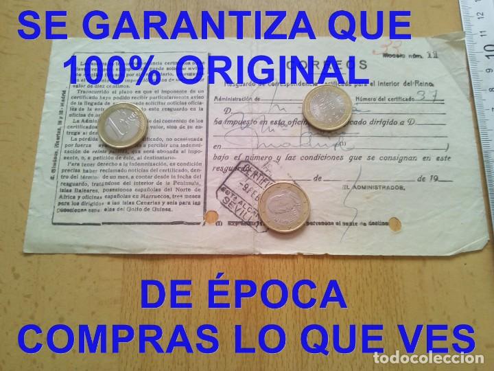 Militaria: SELLO 1933 RESGUARDO CERTIFICADO CORREOS SEVILLA E21