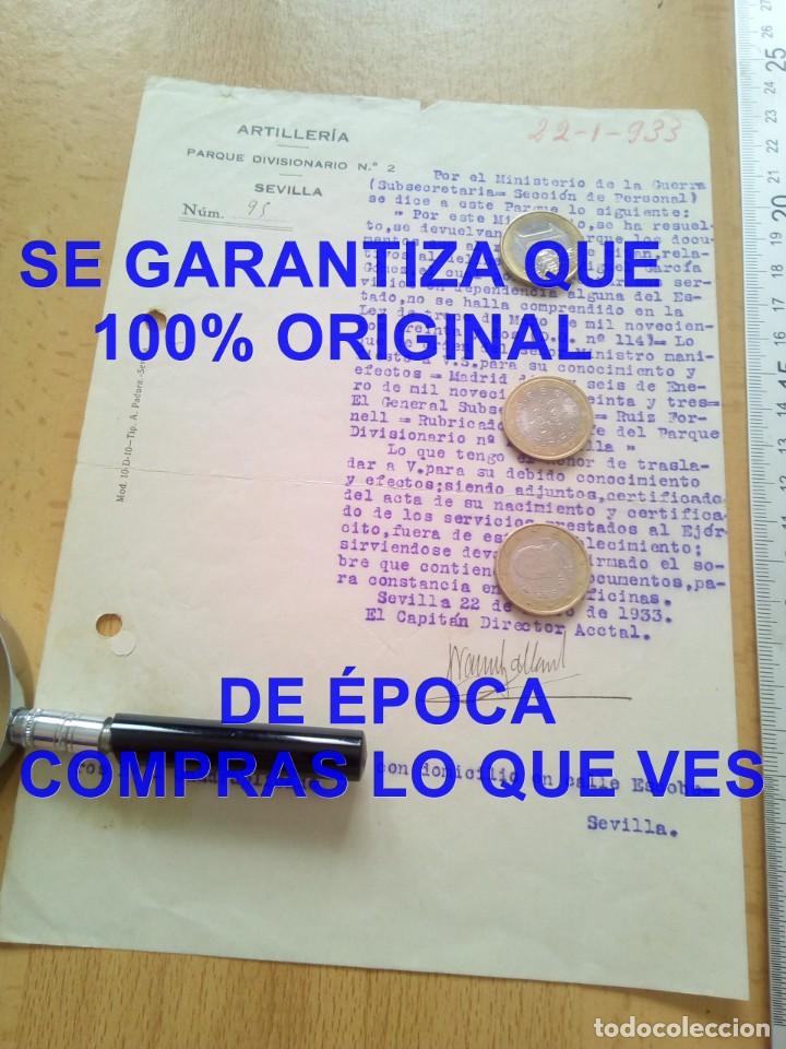 Militaria: ARTILLERIA SEVILLA 1933 DOCUMENTO MASON SEVILLANO REPRESALIADO E21