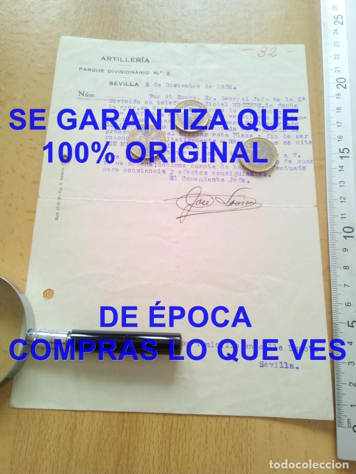 Militaria: ARTILLERIA SEVILLA 1932 CITA HOSPITAL MILITAR DOCUMENTO MASON SEVILLANO REPRESALIADO E21