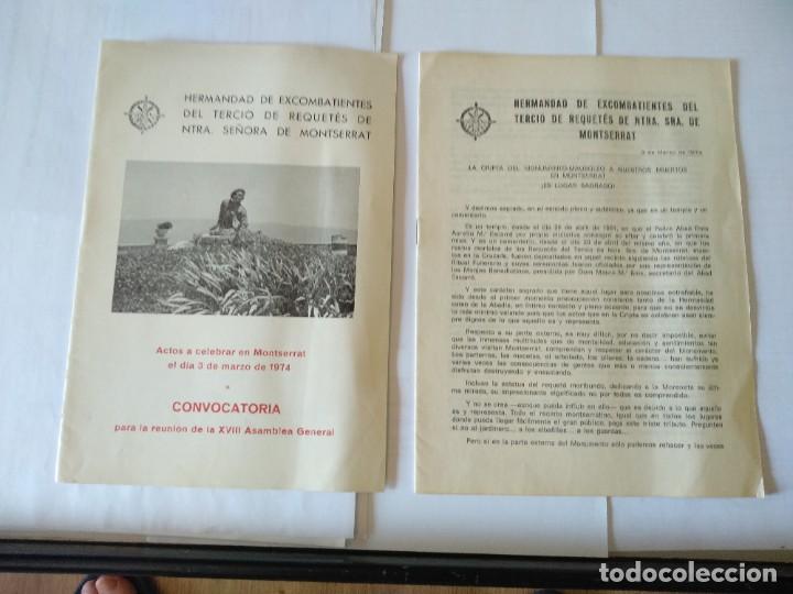 Militaria: Asamblea Hermandad Excombatientes tercio Requetes de Ntra Sra. Montserrat y otro de 12 pags