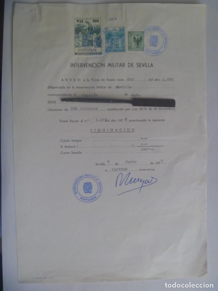 Militaria: INTERVENCION MILITAR DE SEVILLA : TEMA TRIENIOS CAPITAN DE OFICINAS MILITARES. SEVILLA, 1977 . VI&Ntilde;ET