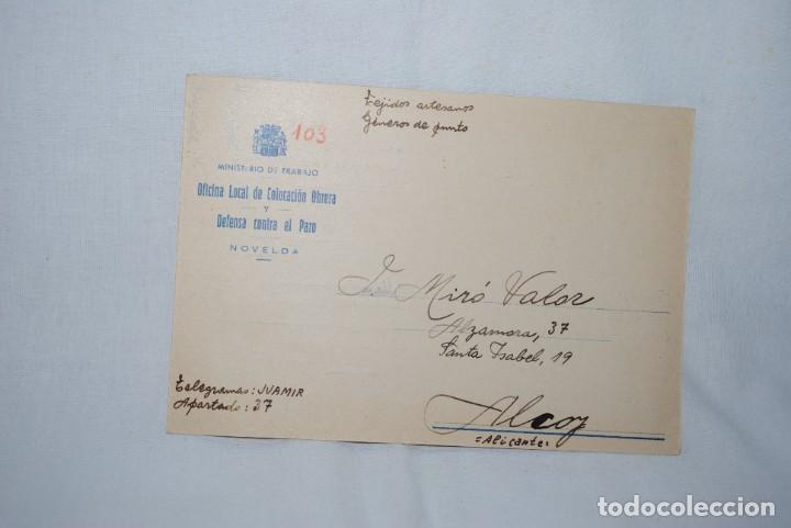 Militaria: TARJETA DE COLOCACION OBRERA 1936