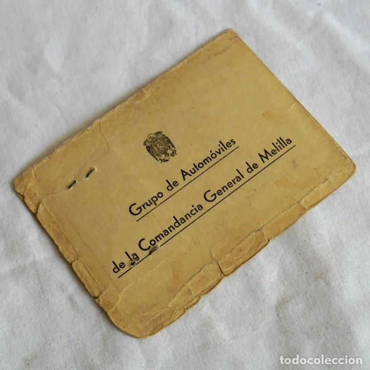 Militaria: Tarjeta militar de identidad Grupo de Automoviles de la Comandacia general de Melilla 1956