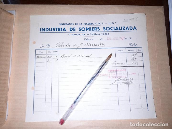 Militaria: Recibo industria de somiers socializada CNT UGT guerra civil Valencia