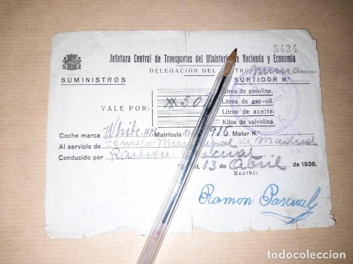 Militaria: Vale por 50 litros de gasoil guerra civil Consejo Municipal de Madrid 1938 Carabineros