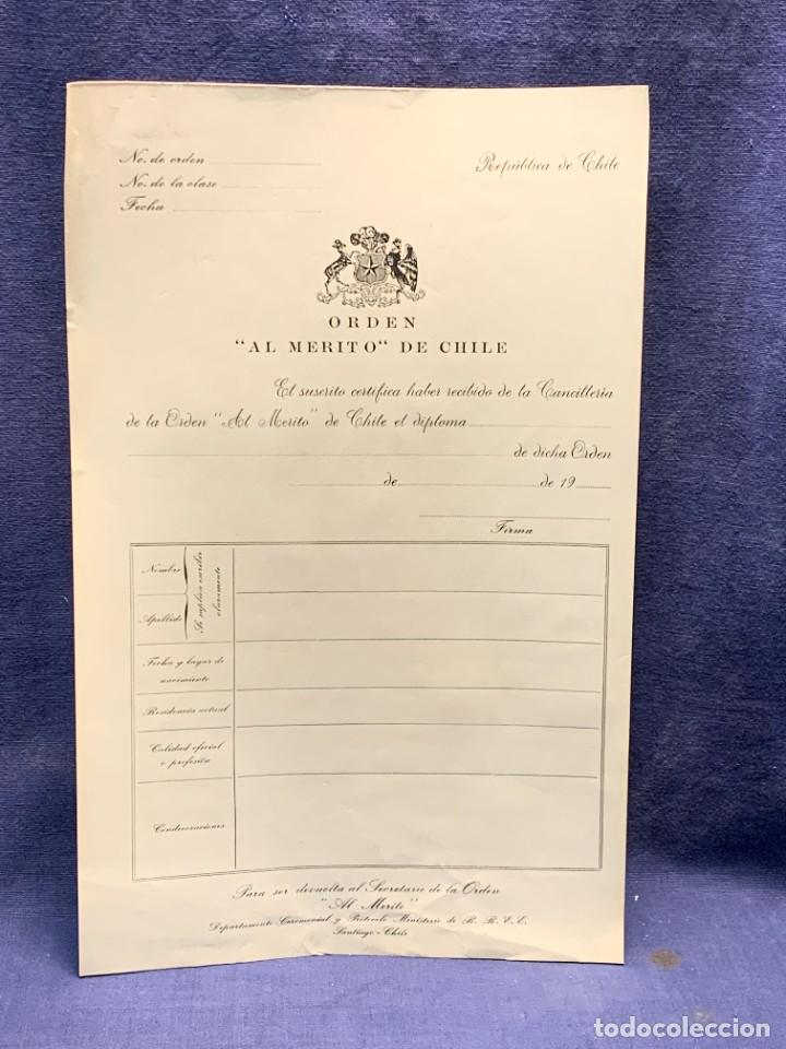 Military Antiques: IMPRESO OFICIAL CHILE DOCUMENTO CONCESION ORDEN AL MERITO A&Ntilde;OS 70 LOPEZ BRAVO MINISTRO FRANCO