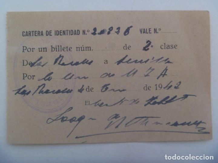 Militaria: POST GUERRA CIVIL - REQUETE : VALE POR BILLETE TRANSPORTE, CU&Ntilde;O TERCIO VIRGEN DE LOS REYES, 1942