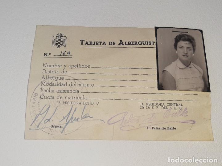 Militaria: ANTIGUO CARNET DE ALBERGUISTA SEU SINDICATO ESPA&Ntilde;OL UNIVERSITARIO VALENCIA FALANGE ESPA&Ntilde;OLA A&Ntilde;OS 40